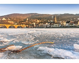Neckar on Ice - Heidelberg Erhältlich in folgenden Ausführungen und Größen: Lang-DIN (10,5 x 21 cm) Motivseite hochgänzend Rückseite matt weiß ( siehe Beispiel Bild )